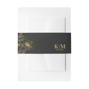 Gold Dust & Outlines Wedding Blk/Gld ID835 Uitnodigingen Wikkel