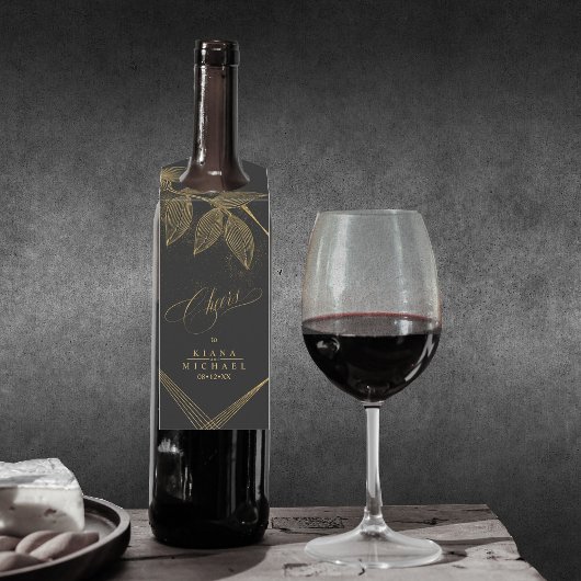 Gold Dust & Outlines Wedding Cheers Blk/Gld ID835 Flessenhanger