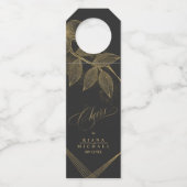 Gold Dust & Outlines Wedding Cheers Blk/Gld ID835 Flessenhanger (Voorkant)