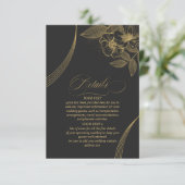 Gold Dust & Outlines Wedding Details Blk/Gld ID835 Informatiekaartje (Staand voorkant)