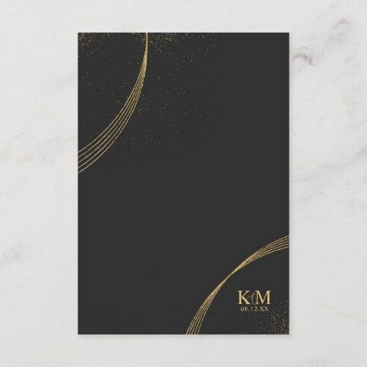 Gold Dust & Outlines Wedding Details Blk/Gld ID835 Informatiekaartje (Achterkant)