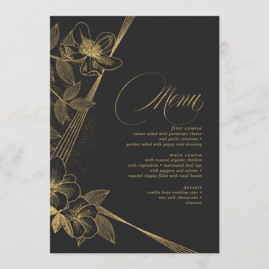 Gold Dust & Outlines Wedding Menu Blk/Gld ID835 (Voorkant)