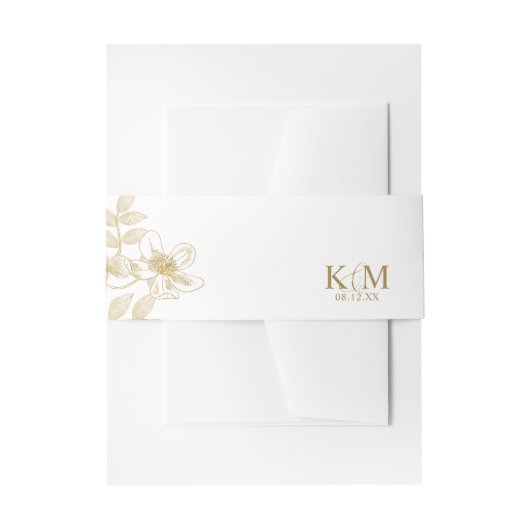 Gold Dust & Outlines Wedding Wht/Gld ID835 Uitnodigingen Wikkel (Voorkant Voorbeeld)