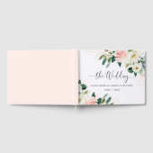 Gold Dust Peach Blush Floral Waterverf Weddenschap Gastenboek (Volledig)