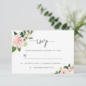Gold Dust Peach Blush Floral Waterverf Weddenschap RSVP Kaartje (Staand voorkant)