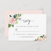 Gold Dust Peach Blush Floral Waterverf Weddenschap RSVP Kaartje (Voorkant / Achterkant)