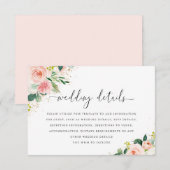 Gold Dust Peach Blush Floral Wedding Details Kaart (Voorkant / Achterkant)