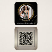 Gold Dust QR Code Photo Profile Card Vierkante Visitekaartjes (Voorkant /achterkant)