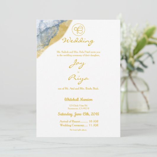 Gold Dust Simple Modern Sikh Ik Onkar Uitnodiging (Staand voorkant)