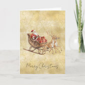 Gold Dust Sparkle Confetti Santa Sleigh Christmas Kaart (Voorkant)