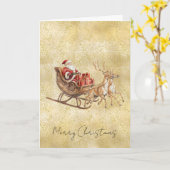 Gold Dust Sparkle Confetti Santa Sleigh Christmas Kaart (Gele Bloem)
