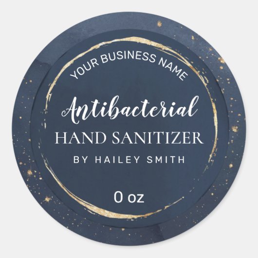 Gold Dusted Blue Hand Sanitizer Labels (Voorkant)
