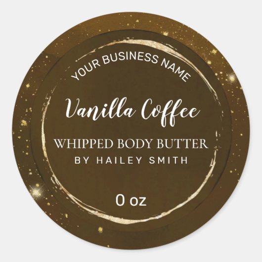 Gold Dusted Brown Coffee-karton Ronde Sticker (Voorkant)