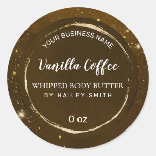 Gold Dusted Brown Coffee-karton Ronde Sticker