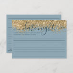 Gold Dusty Blue Glitter Confetti Couple Date Night Advieskaart<br><div class="desc">De elegante, glamoureuze en moderne bruiloft-/vrijgezellenfeest-/echtpaar's nachtadvieskaart is perfect voor de hedendaagse en stijlvolle gebeurtenis. Het is voorzien van een faux met gouden, dunne glitter confetti bespikkeld kleurenblok bovenop een eenvoudige, stoffige blauwe achtergrond. Deze griezelige, luxe en unieke vormgeving zal een hit zijn voor al je gasten! ***BELANGRIJKE NOTA VAN...</div>