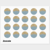 Gold Dusty Blue Glitter Confetti Vrijgezellenfeest Ronde Sticker (Vel)