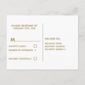 Gold Dusty Blue Waterverf Wedding Elegant Floral Uitnodiging Briefkaart (Achterkant)