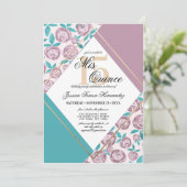 Gold Dusty Pink Flowers Waterverf Mis Quince Kaart (Staand voorkant)