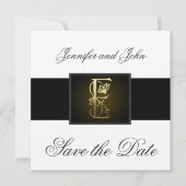 Gold E Monogram sparen de Datum Mededelingen van d Save The Date (Voorkant)