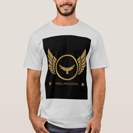 Gold Eagle met Vleugels Afbeelding Gevoel Goede Te T-shirt (Voorkant)