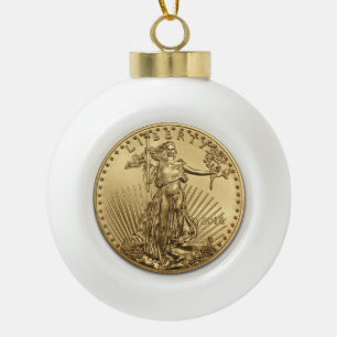 Gold Eagle munt Keramische Bal Ornament