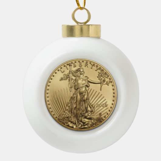 Gold Eagle munt Keramische Bal Ornament (Voorkant)