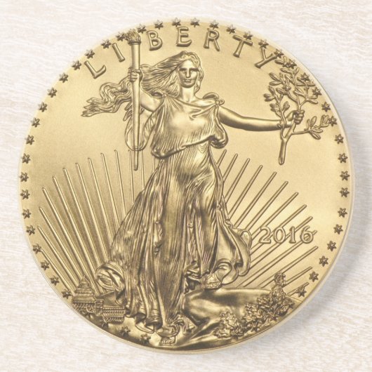 Gold Eagle munt Zandsteen Onderzetter (Voorkant)