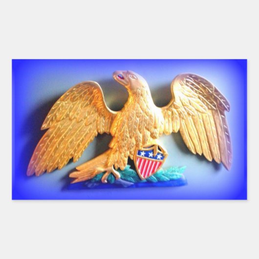 Gold Eagle op Bluesticker Rechthoekige Sticker (Voorkant)
