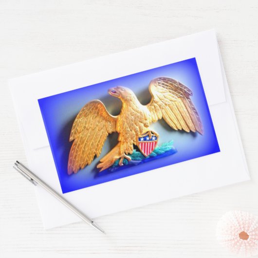 Gold Eagle op Bluesticker Rechthoekige Sticker (Envelop)