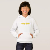 Gold eagle wing print girls' hoodie. (Voorkant volledig)