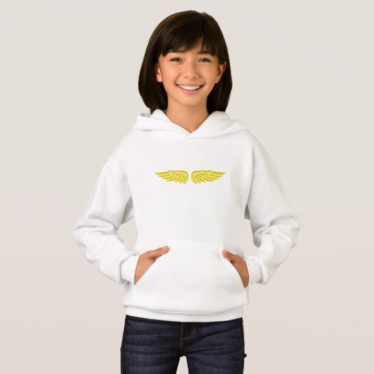 Gold eagle wing print girls' hoodie. (Voorkant volledig)