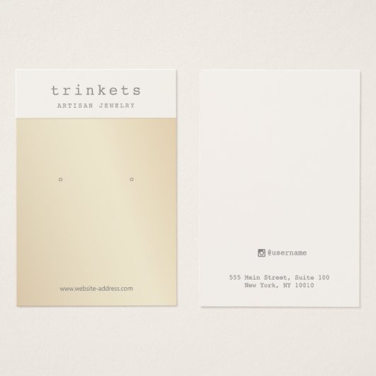 Gold Earring Jewelry Display Kaart (Voorkant /achterkant)