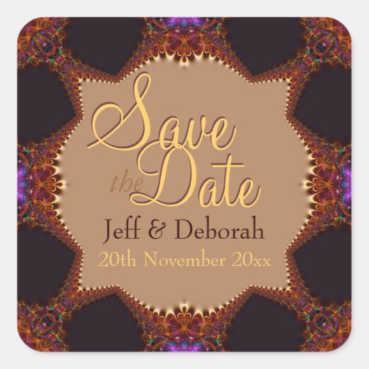 Gold Earthen Unique Save the Date Sticker (Voorkant)