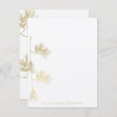Gold Eastern Pine Needle Branch Note Card Notitiekaartje (Voorkant / Achterkant)