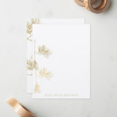 Gold Eastern Pine Needle Branch Note Card Notitiekaartje (Voorkant / Achterkant in situ)