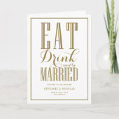 Gold Eat, Drink en getrouwd zijn Bruiloft Programma (Voorkant)