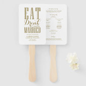 Gold Eat-Drink en huwelijksprogramma Handwaaier (Voorkant en achterkant)
