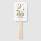 Gold Eat-Drink en huwelijksprogramma Handwaaier (Voorkant)