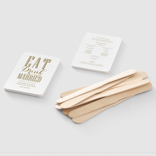 Gold Eat-Drink en huwelijksprogramma Handwaaier (Niet-gemonteerd)