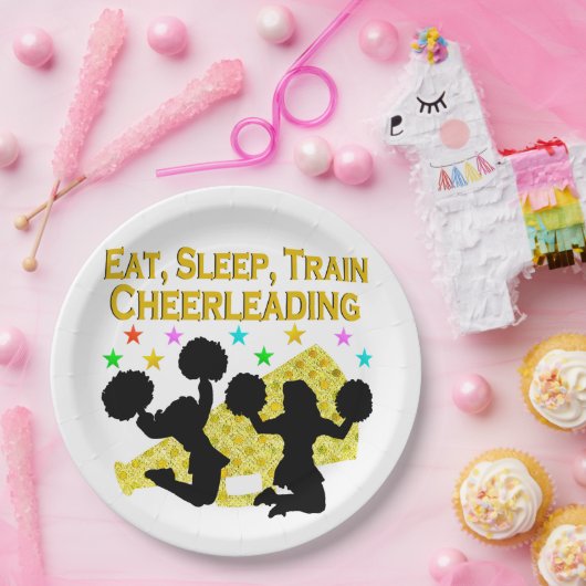 GOLD EAT SLEEP CHEERLEADERONTWERP PAPIEREN BORDJE (Feest)