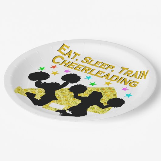 GOLD EAT SLEEP CHEERLEADERONTWERP PAPIEREN BORDJE (Gekanteld)