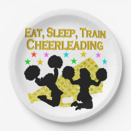 GOLD EAT SLEEP CHEERLEADERONTWERP PAPIEREN BORDJE