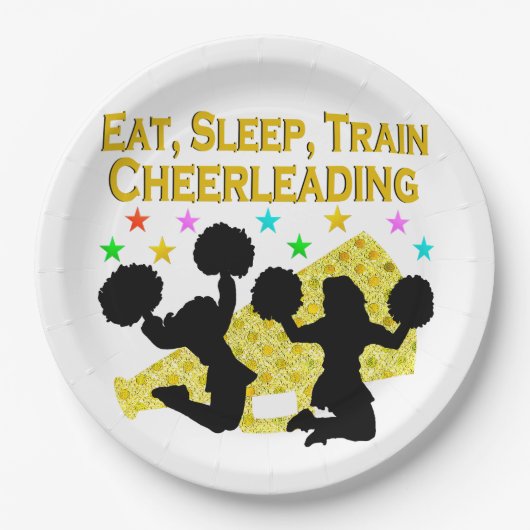 GOLD EAT SLEEP CHEERLEADERONTWERP PAPIEREN BORDJE (Voorkant)