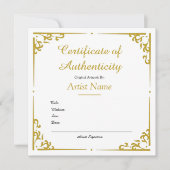 Gold-echtheidscertificaat voor kunst (Voorkant)