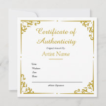  Gold-echtheidscertificaat voor kunst
