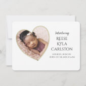 Gold Edge Heart Lijst Foto geboorteaankondiging Kaart (Voorkant)