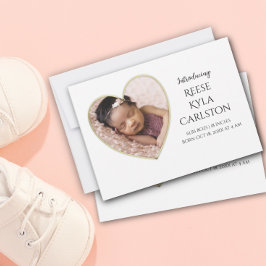 Gold Edge Heart Lijst Foto geboorteaankondiging Kaart