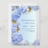 Gold Edged Blue Hydrangea Gilded Leaf Frame Kaart (Voorkant)