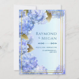 Gold Edged Blue Hydrangea Gilded Leaf Frame Kaart