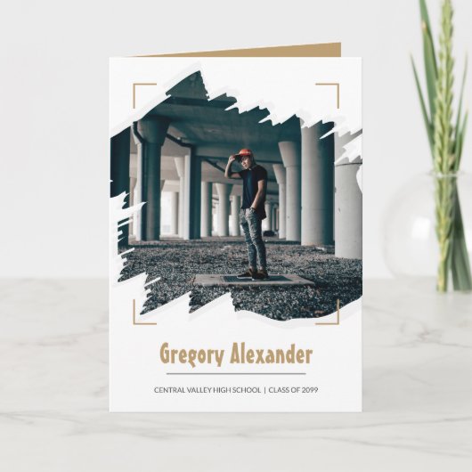 Gold Edgy Abstract Afstuderen penseelfoto's (Voorkant)